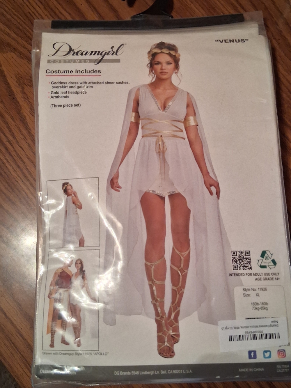 Dreamgirl White and G G hhhhvvvpbɓ Goddess High-Low Costume Dress